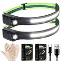 IDEA CASA 2pack Rechargeable Headlamp with Reflective Strip 230° Wide Angle Lampe Frontale LED Rechargeable Head Light LED Headlamp Rechargeable Waterproof - Head Lamps Outdoor Waterproof Camping Lamp