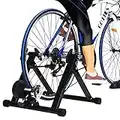 GOPLUS Home Trainer Vélo pour Roue 26-28’’ 700C, Entraîner Turbo de Vélo Pliable avec 8 Vitesses Réglable, Support Mgnétique d’Entraînement de Vélo en Acier, Capacité de Charge 100KG, Noir