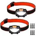 Kids Head Torch, 2 Pack Super Bright Lightweight LED Headlamp with 3 Lighting Modes, Battery Powered Waterproof LED Head Torch Flashlight for Cycling, Running, Hiking, Camping, Fishing, Hiking