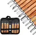 12Pcs Wood Carving Set, Wood Carving Tool with Whetstone and Storage Bag, Whittling Knife for Wood Fruit DIY Carving Sculpture and Wax Carving Spoon Bowl Cup