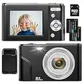 Fotocamere Digitali Compatte 1080P HD Macchina Fotografica 36 MP 2,4'' LCD Ricaricabile Vlogging Video Fotocamer Digitale Zoom Digitale 16x con Scheda SD & Caricatore per Adulti, Bambini(Nero)