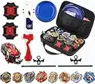 Bey Burst Gyro Toy Set with Arena Great Birthday Gift for Boys Children Kids 6 8 + Metal Fusion Attack Top Grip Blade Set with Battling Game Storage Box 8 Top Burst Gyros 3 Two-Way Launcher 2 Handles