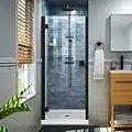 DreamLine Lumen 40-41 in. W by 72 in. H Semi-Frameless Hinged Shower Door in Satin Black, SHDR-5340720-09