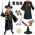 Costume Harry le Sorcier pour enfants, l'ensemble comprend : baguette, chapeau, lunettes, cravate, cape, médaillon, écharpe, 115 CM