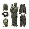 Baijiaye 3D Military Camouflage Forest Hunting Camo Cape Cloak Stealth Ghillie Suit Woodland Hunting Birdwatching Sniper Suit Clothing Green