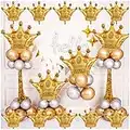 16Pcs Crown Balloons, Large Gold Crown Mylar Foil Balloon for Birthday Wedding Baby Shower Decorations