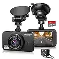 ORSKEY Dash Cam for Cars Front and Rear and SD Card Included 1080P Full HD in Car Camera Dual Lens Dashcam for Cars 170 Wide Angle with Loop Recording and G-Sensor