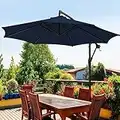 wikiwiki 10ft Patio Umbrellas Offset Outdoor Umbrella Cantilever hanging Umbrellas w/Infinite Tilt, Fade Resistant Waterproof RECYCLED FABRIC Canopy & Cross Base, for Yard, Garden & Deck (Navy Blue)