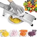 VEKAYA Mandoline Food Slicer, Mandoline Slicer for Kitchen, Vegetable Chopper with Waffle Fry Cutter & Cut-Resistant Gloves, Adjustable Vegetable Slicer, Mandolin French Fry Cutter for Potato (White)