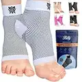 Bitly - Calzini per fascite plantare (1 paio), supporto per caviglia, unisex, a compressione, colore: bianco, sollievo rapido da gonfiore e dolore al piede, favoriscono la circolazione sanguigna e il recupero rapido (X-Large)