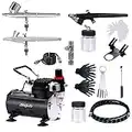 SAGUD Airbrush Kit with Compressor, Include 3 Air Brushes 0.2mm 0.3mm 0.8mm and Air Brush Accessories Cleaning Kit