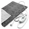 Pure Enrichment® PureRelief™ XL Heating Pad - LCD Controller with 6 InstaHeat Settings for Cramps, Back, Neck, & Shoulder Pain Relief, Moist Heat Option, Machine Washable, 12" x 24" Storage Bag (Gray)