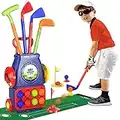 QDRAGON Ensemble de Jouets de Golf pour Enfants, Chariot de Golf avec 4 Clubs de Golf et 8 Balles de Golf Mini Jeu de Golf Cadeau pour Enfants, Garçons, Filles 3 4 5 6 Ans