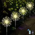 Joysing Gartendeko Solar Gartenleuchte Außen, 4 x 120 LED Solar Feuerwerk Lichter mit Fernbedienung, 8 Modi Gartenstecker Solar Lichter Wasserdicht Solarlampen für Garten Terrasse Deko Warmweiß