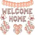 welcome home Decoración oro rosa kit para niña recién nacida, letras helio Globos guirnalda Banner de pancarta de bienvenida a casa, globo de látex para deco fiesta familiar en el hogar de bebé niño