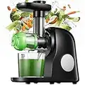 Juicer Machine, Slow Masticating Juicer with Quiet Motor and Reverse Function, Cold Press Juicer Extractor with Higher Juice Yield and Drier Pulp, High Nutrient Wheat Grass Juicer with Cleaning Brush & Juice Recipes