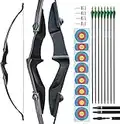 tongtu 40lbs Bogenschießen Takedown Recurve Pfeil- und Bogen-Set für Erwachsene Anfänger Rechtshänder Langbogen-Kit für Schießübungen im Freien (40LBS)