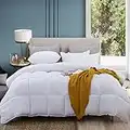 ABOUTABED King Bedding Comforter Duvet Insert - All Season Cooling Down Alternative - Ultra Soft Quilted Comforters with Corner Tabs- Hotel Collection Machine Washable（Solid White, King）