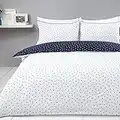 Sleepdown Duvet Cover Set - Navy White - Mini Polka Dots – Geometric Reversible Quilt Cover Easy Care Bed Linen Soft Cosy Bedding Sets with Pillowcases - Double (200cm x 200cm)