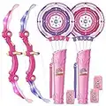 Bow and Arrow Toys for 5 6 7 8 9 10 Years Olds Girls, Archery Set Includes 2 Super Bow with LED Lights, 20 Suction Cups Arrows,Archery Set with Standing Target,3 Target Cans,Gift for Kids