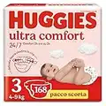 Huggies Pannolini Ultra Comfort, Taglia 3 (4-9 Kg), Confezione da 168 Pannolini