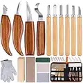 Olerqzer 26-in-1 Wood Carving Kit with Detail Wood Carving Knife, Whittling Knife, Wood Chisel Knife, Gloves, Carving Knife Sharpener for Spoon, Bowl, Kuksa Cup