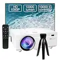 Mini Full HD 1080P 10000 Lumen Beamer Unterstützung 4K Video, LED Heimkino, 300 '' Display,LCD, kompatibel mit Laptop, TV-Stick, HDMI, VGA, USB, VG, iPhone, Smartphone