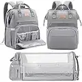 LexiRoman Diaper Bag Backpack, Large Capacity Multifunction Baby Bag for Boy Girl, Travel for Moms Dads, Baby Registry Search Shower Gifts Waterproof and Stylish Gray