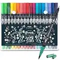 Ohuhu Watercolor Brush Markers, 36 Colors Dual Tips Coloring Brush Marker Fineliner Color Pens, Water Based Marker for Calligraphy Drawing Sketching Coloring Book Bullet Journal, Black