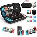 iAmer 11 en 1 Accessoires pour Nintendo Switch, Housse pour Nintendo Switch,Protection Transparente,2 Verre Trempé,Protection en Silicone pour Joy con,Thumb Grip, Boitier pour Carte de Jeux