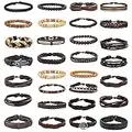 FUNRUN JEWELRY 30Pcs Braided Leather Bracelets Set for Men Women Woven Cuff Wrap Bracelet Ethnic Tribal Wooden Beads Bracelets Adjustable