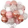 Zesliwy Rose Gold Confetti Balloons, 50 Pack 12 inch White and Rose Gold Latex Balloons with 33 Feet Rose Gold Ribbon for Birthday Party Wedding Graduation Bridal Shower Decorations.… B08GJGPS8R