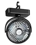 REENUO Portable Camping Fan, Small Tent Fan with Hanging Hook, 40 Working Hours Rechargeable USB Battery Fan with LED Lights for Desk, Bedroom, Travel & Emergency Kit