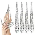 Mwoot 10 Pack Finger Nail Tip Claw Rings, Ancient Queen Costume Fingernail Claw Nail Rings Set, Knuckle Protectors Fingertip Claw for Halloween Cosplay Drama Belly Dance Show - Silver