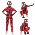 Poywuo Kid Spider Superhero Costume Boys Girls Bodysuit Jumpsuit 3D Style Zentai Cosplay Fancy Dress Up Costume Dresses Carnival Halloween Christmas Party,Red,7-8 Years