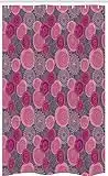 ABAKUHAUS Rosa y Gris Cortina para baño, Remolinado círculo del cordón, Tela con Estampa Digital Apta Lavadora Incluye Ganchos, 120 x 180 cm, Magenta Fucsia Gris