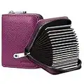 Goopai RFID 20 Card Slots Credit Card Holder Genuine Leather Accordion Card Case Small Wallet for Women or Men with Zipper (Purple)