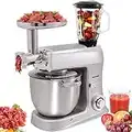 Syntrox Germany - Robot da cucina 1500 Watt, con tritacarne, contenitore in acciaio INOX, 7,5 litri, colore: Argento