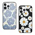 [2 Piezas] Phoona Funda para Apple iPhone 14 Pro MAX Case 6,7" Cubierta, Carcasa Telefono Suave TPU Silicona Antigolpes Caso Protectora con Flor Dibujos Diseño Mate Negro Cover para iPhone 14 Pro MAX