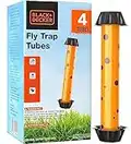 BLACK+DECKER Fly Traps Outdoor & Fly Trap Tubes for Indoors- Hanging Fly Sticky Trap Sticks for Catching House Flies, Horse Flies, Gnats, Mosquitoes & Other Insects- Pre-Baited, 4 Pack