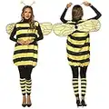 Raruxxin Women Halloween Bumble Bee Costume with Wings Headband Cute Honey Bee Cosplay Novelty Dress Up Outfit for Kid Adult