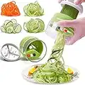 Cortador de Verdura 4 en 1 Rallador de Verduras, Cortador Verduras Calabacin Pasta, Cortador en Espiral Manual, Cortador de Vegetales Espiralizador Vegetal Veggetti Slicer