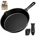 OVERMONT Pre-Seasoned Cast Iron Skillet –(9.6Inch-24.5cm) (7.7Inch-19.5cm) (6Inch-15.24cm) Frying Pans Oven Pot Safe Cookware for Stove, Barbecue, Campfire Cooking Outdoor Use