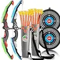 2 Pack Set Bow and Arrow Archery Toy for Kids, LED Light Up with 20 Suction Cup Arrows Target & Quiver, Outdoor Toys Kids Boys Girls Ages 3-12 Years Old