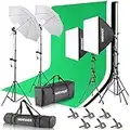 NEEWER Kit de Iluminación de Fotografía con Fondos,2,6x3m Soporte de Fondo,5700K 800W Equivalente a 24W Bombillas LED Paraguas Softbox Iluminación Continua,Equipo de Estudio Fotográfico para Vídeo