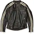 Bikers Gear Australia LJ2016BG-2XL Retro Schwarz Cafe Racer Leder Motorrad-Jacke, XXL, Schwarz