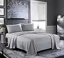 Pure Bedding Bed Sheets - Twin Sheet Set [4-Piece, Light Grey] - Hotel Luxury 1800 Brushed Microfiber - Soft and Breathable - Deep Pocket Fitted Sheet, Flat Sheet, Pillow Cases