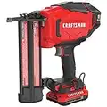 CRAFTSMAN V20 Brad Nailer, Cordless, Drives 18GA Finish Nails, Tool-Free Jam and Stall Settings, Battery and Charger Included (CMCN618C1),Red, Black