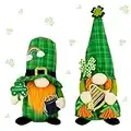 St Patricks Day Decor, 2 Pack St Patricks Day Gnomes for Table Ornament, St Patrick's Day Leprechaun Tiered Tray Decorations, Handmade Scandinavian Gnomes, St Patricks Day Gift for Shelf Fireplace