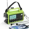 Emergency Weather Radio,Solar Hand Crank Rechargeable Radio with 7 NOAA Stations & AM/FM/Shortwave,Reading Lamp and Flashlight, SOS,USB Charging Port, Earphone Jack, Portable Radio for Survival